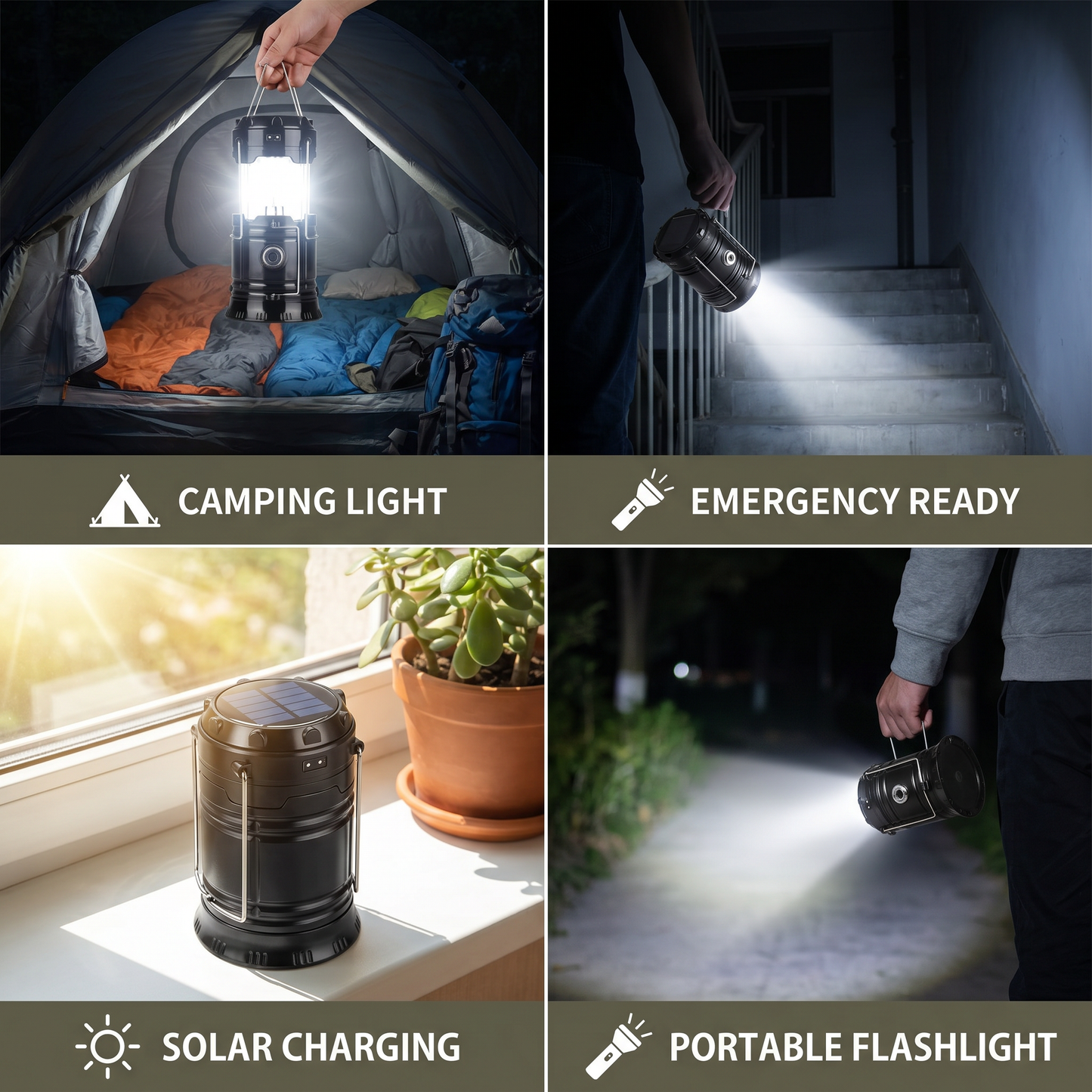 Rechargeable Solar Lantern with USB – Portable LED Light for Outdoor and Emergencies