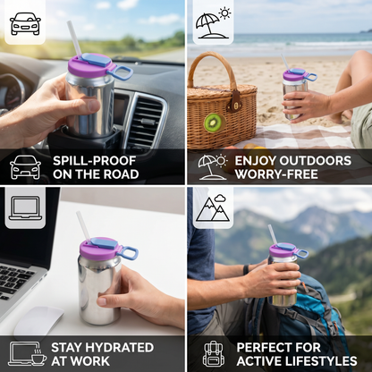 2-in-1 Reusable Silicone Can Lid with Straws – Spill-Proof Drink Cover for On-the-Go