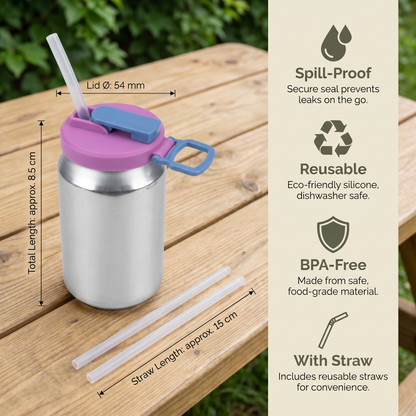 2-in-1 Reusable Silicone Can Lid with Straws – Spill-Proof Drink Cover for On-the-Go