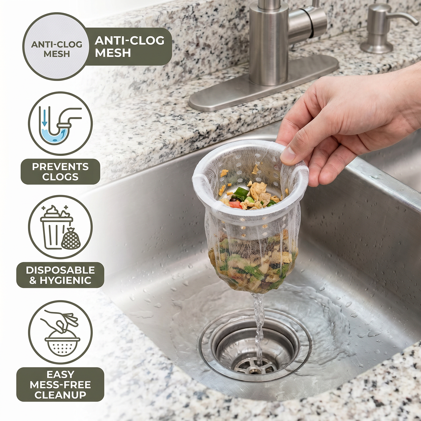 Disposable Sink Strainer Nets – Anti-Clog Mesh for Sink & Drain (2-Pack)