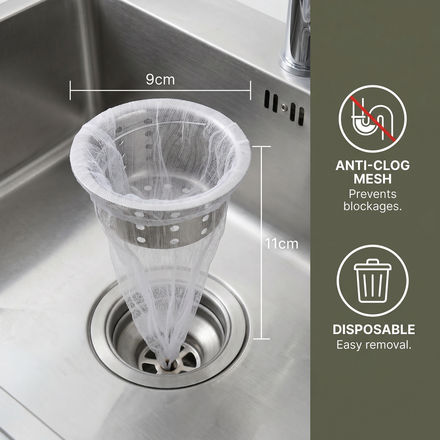 Disposable Sink Strainer Nets – Anti-Clog Mesh for Sink & Drain (2-Pack)