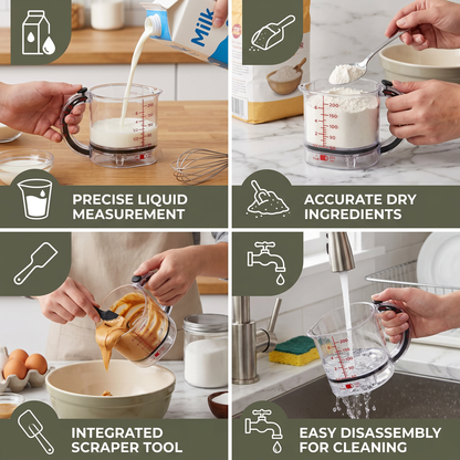 Adjustable Measuring Cup – Multifunctional Kitchen Tool with Scraper and Sealing Base