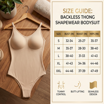Backless Thong Shapewear Bodysuit – Seamless Tummy Control Design with Butt-Lifting Effect and Camisole Style