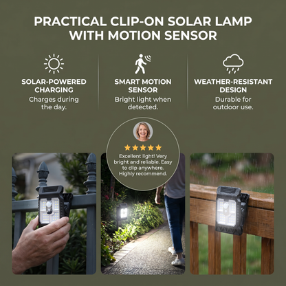 Practical Clip-On Solar Lamp with Motion Sensor