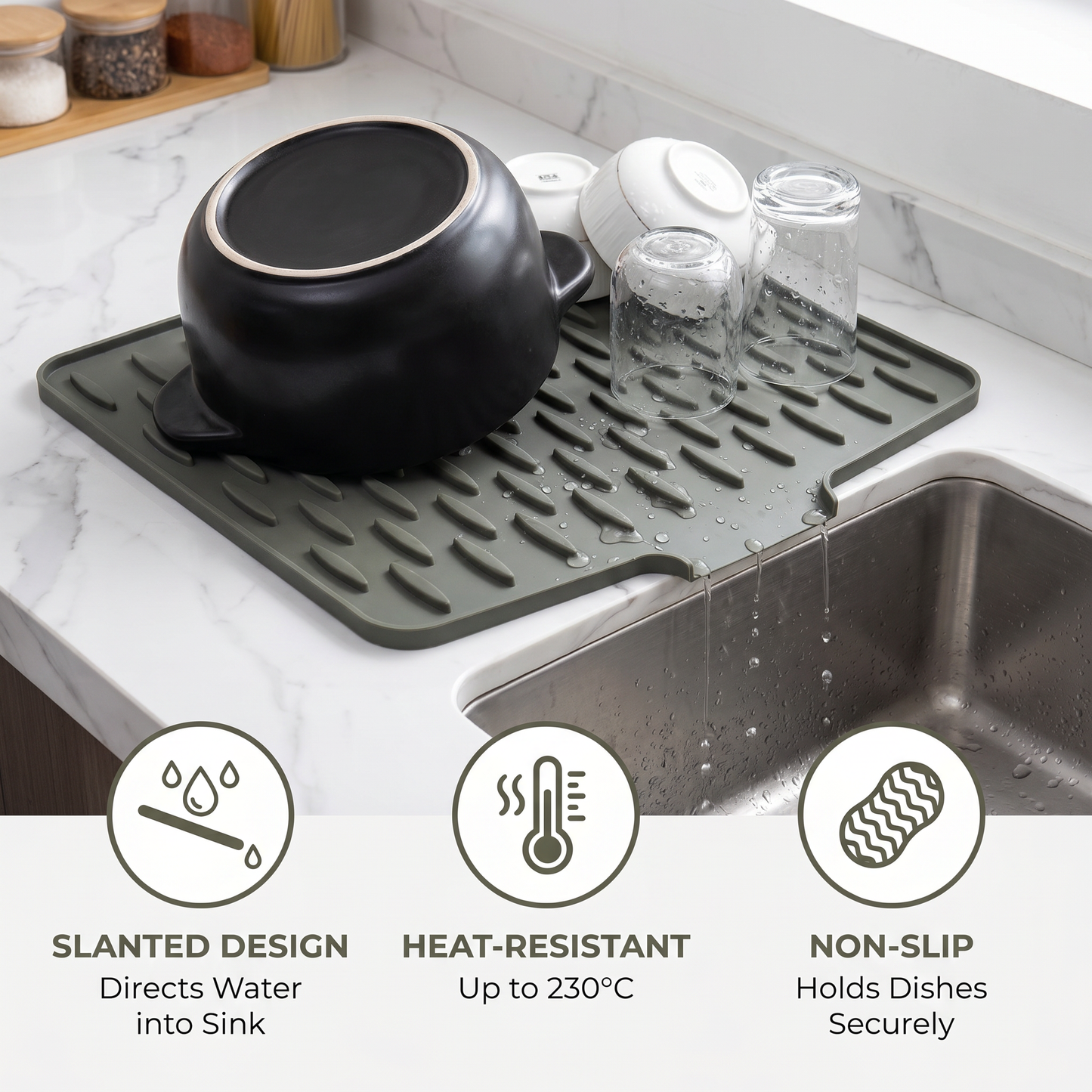 Slanted Silicone Drip Mat – Heat-Resistant and Non-Slip