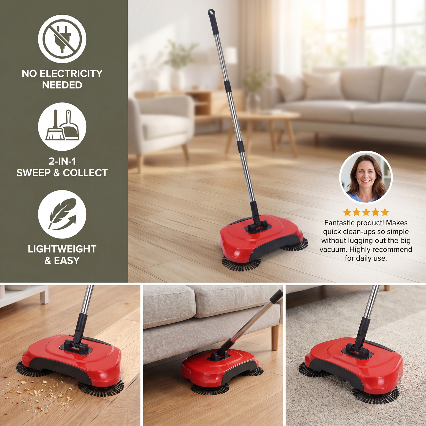 2-in-1 Vacuum Broom Without Electricity