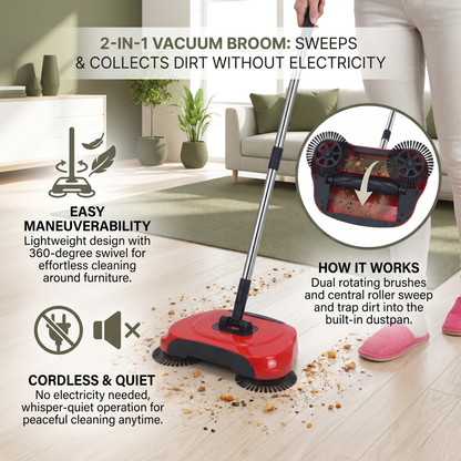 2-in-1 Vacuum Broom Without Electricity