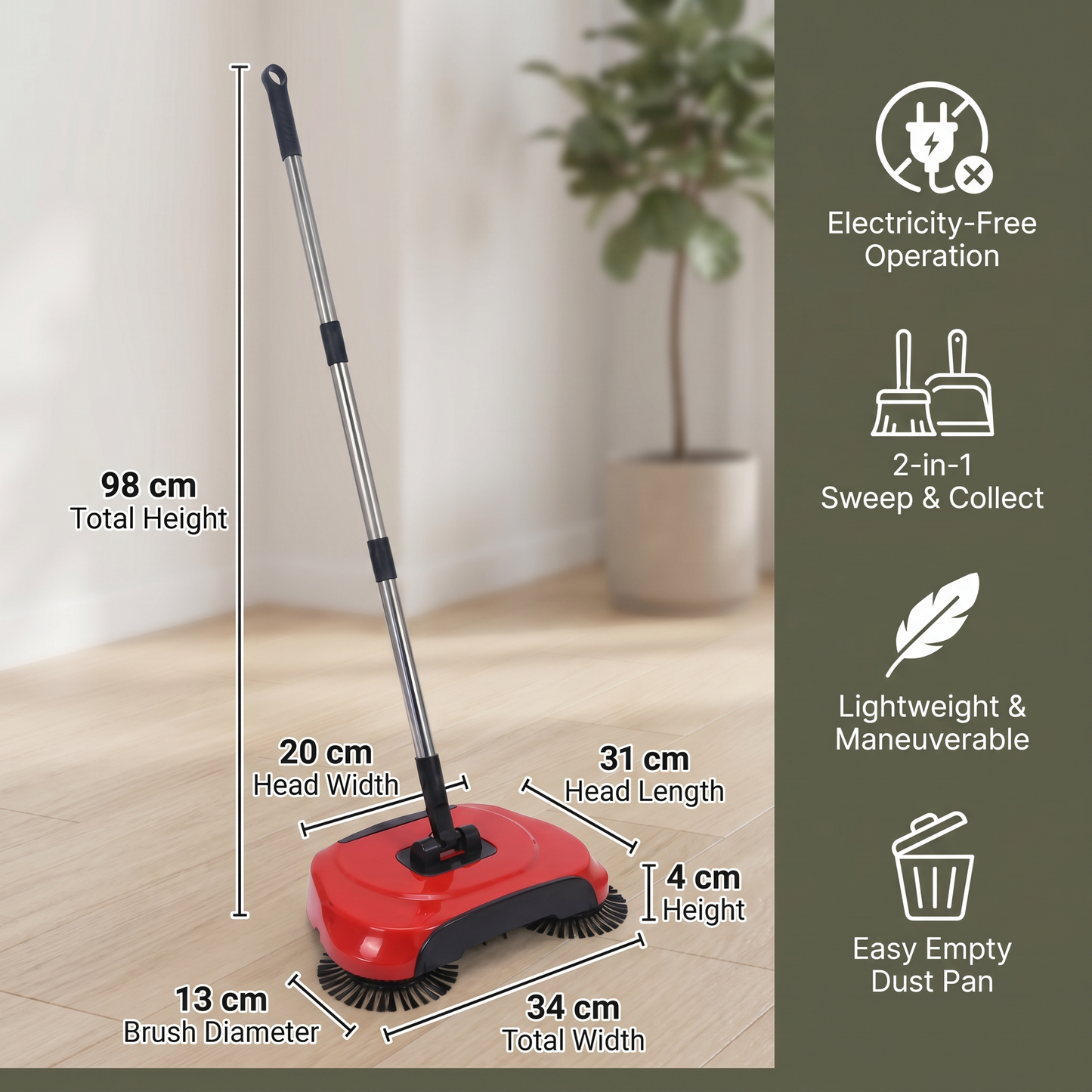 2-in-1 Vacuum Broom Without Electricity