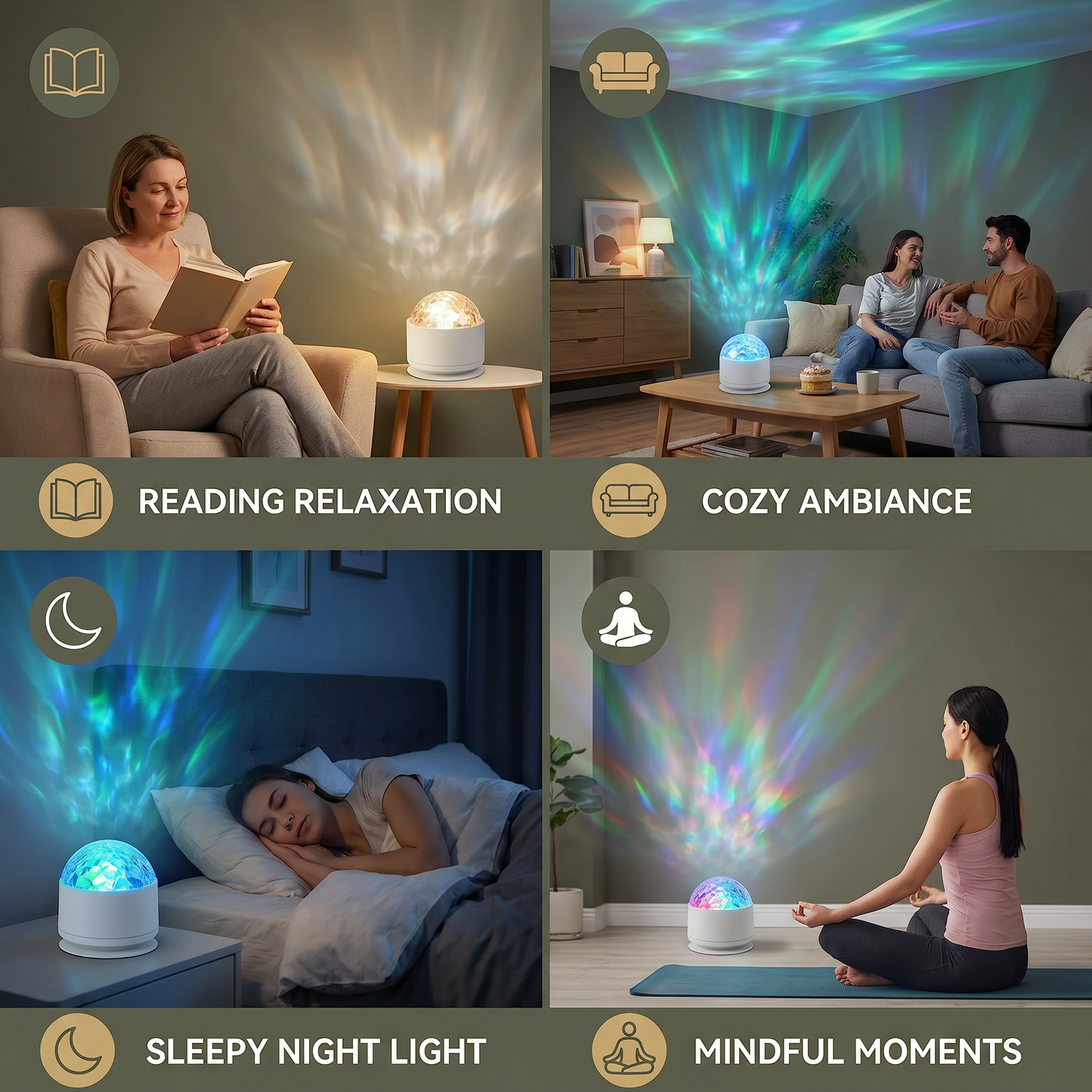 LED Northern Lights Projector Lamp – 16 Colors & Remote Control