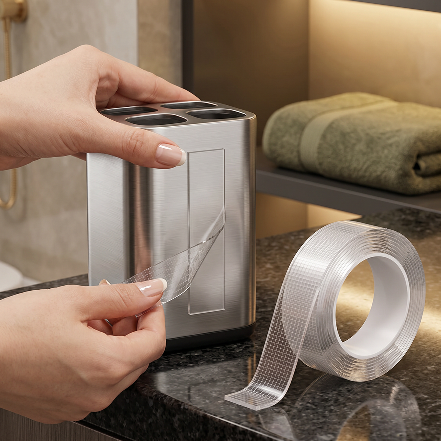 Transparent double-sided tape – powerful hold & clean removal