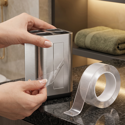 Transparent double-sided tape – powerful hold & clean removal