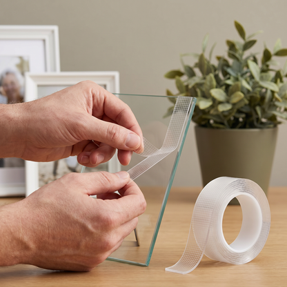Transparent double-sided tape – powerful hold & clean removal