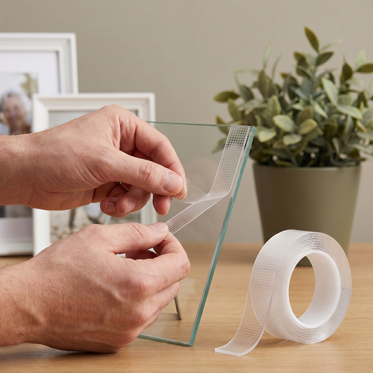Transparent double-sided tape – powerful hold & clean removal