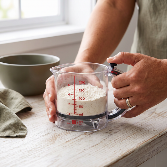 Adjustable Measuring Cup – Multifunctional Kitchen Tool with Scraper and Sealing Base