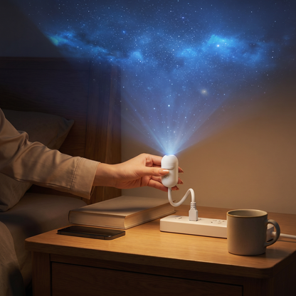 Modern Starry Sky Lamp – USB Mini Projector Night Light for Bedroom & Relaxing Ambience incl. 5 Patterns