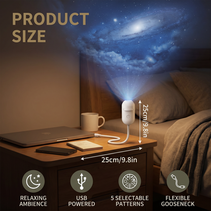 Modern Starry Sky Lamp – USB Mini Projector Night Light for Bedroom & Relaxing Ambience incl. 5 Patterns