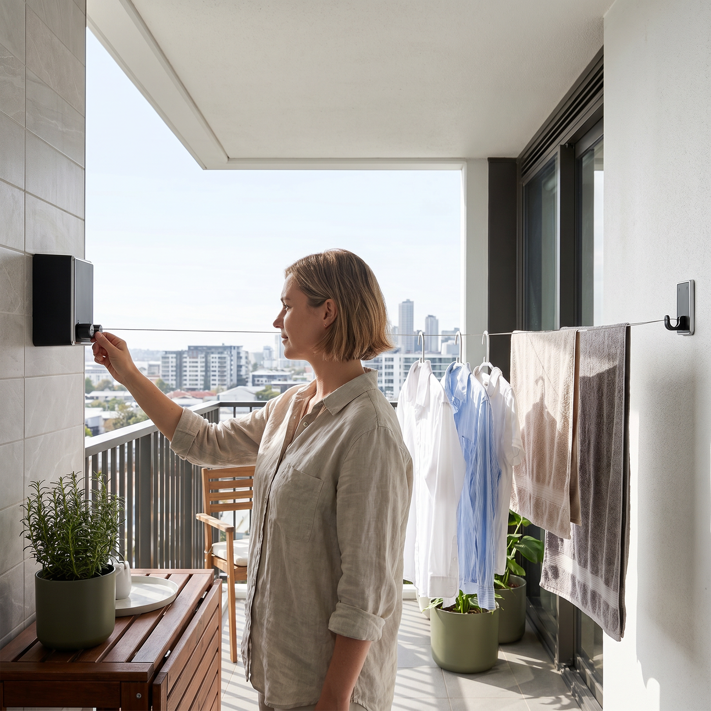 Invisible Clothesline – Extendable Steel Wire Drying Rack, No Drilling Required for Flexible Drying