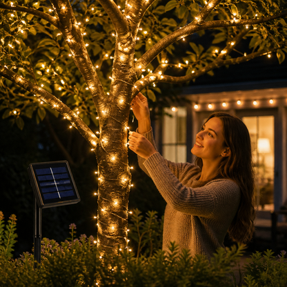 Solar Outdoor String Lights with LEDs & 8 Lighting Modes