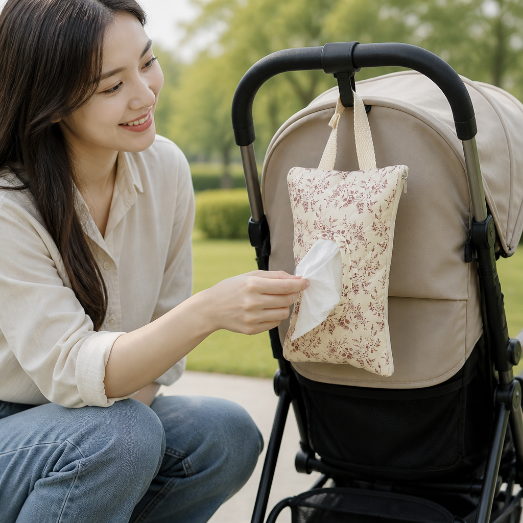 Hanging Tissue Holder for Strollers, Cribs & Cars