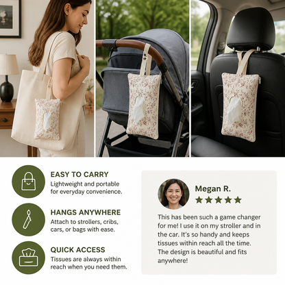 Hanging Tissue Holder for Strollers, Cribs & Cars