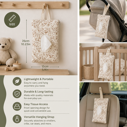Hanging Tissue Holder for Strollers, Cribs & Cars