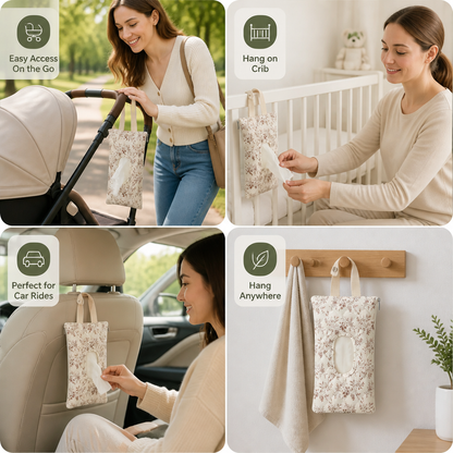 Hanging Tissue Holder for Strollers, Cribs & Cars