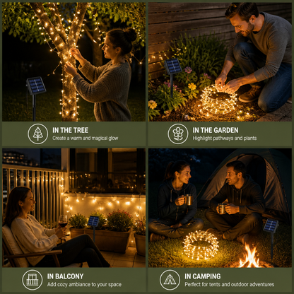 Solar Outdoor String Lights with LEDs & 8 Lighting Modes