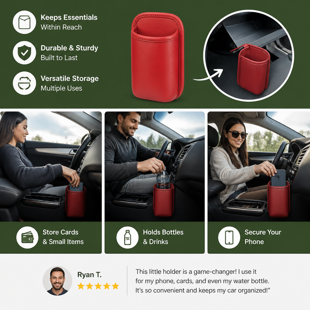 Universal Car Cup Holder & Multi-Purpose Storage Organizer for Bottles and Accessories