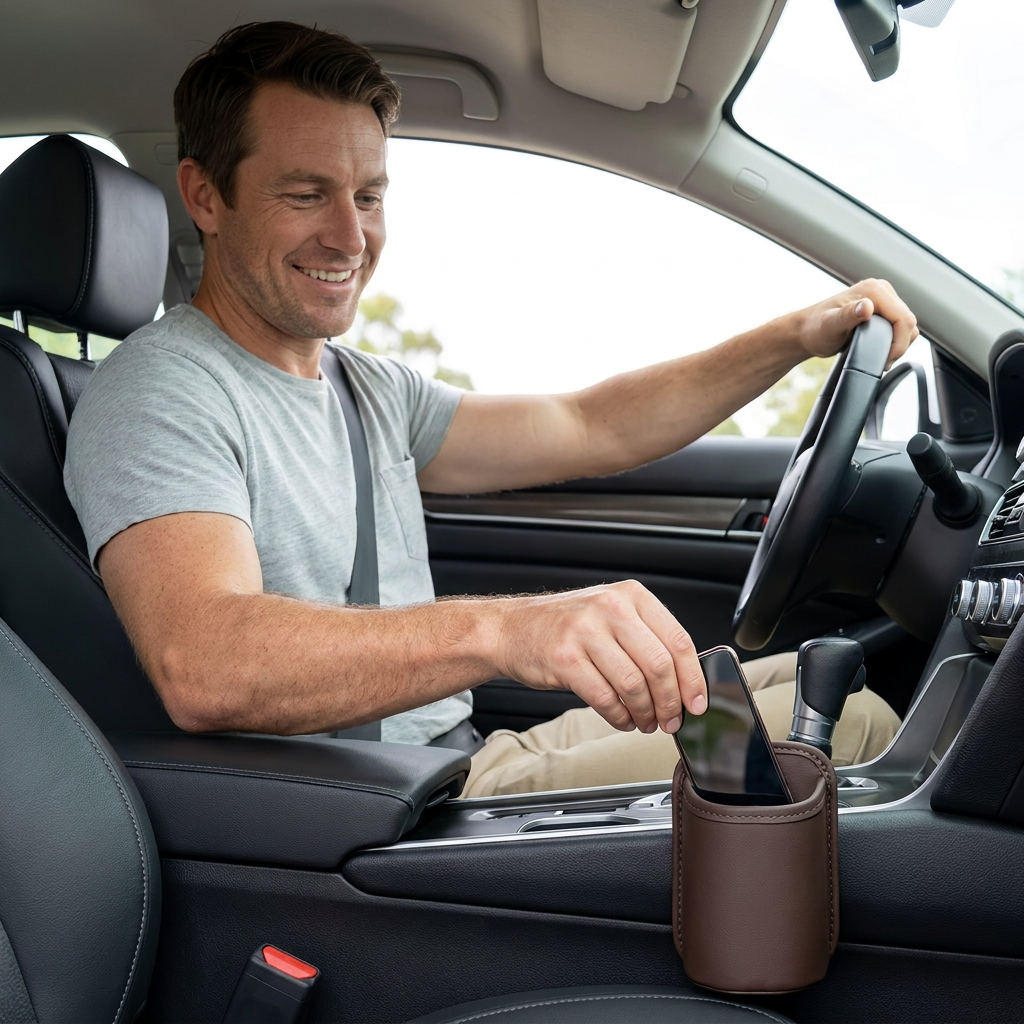 Universal Car Cup Holder & Multi-Purpose Storage Organizer for Bottles and Accessories