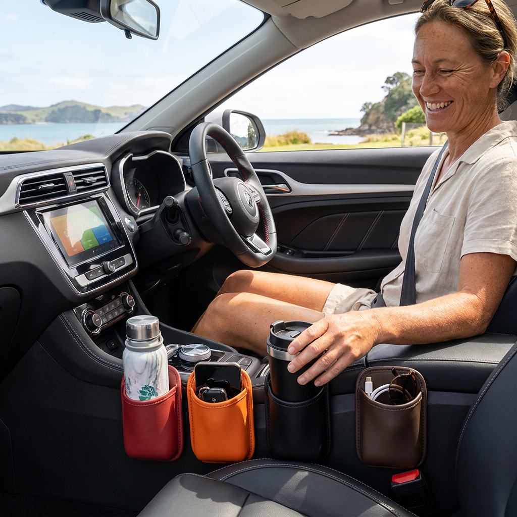 Universal Car Cup Holder & Multi-Purpose Storage Organizer for Bottles and Accessories