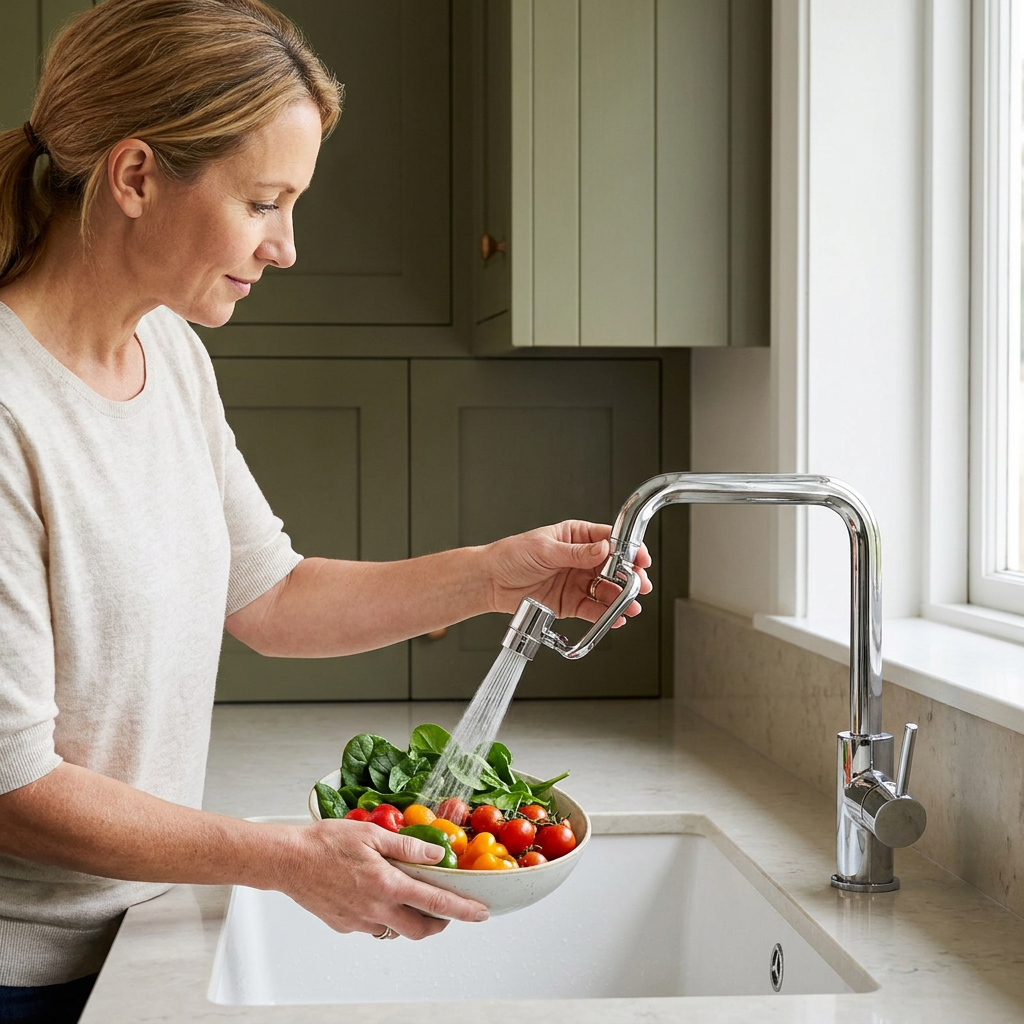 360° swivel tap extender with spray head – kitchen & bathroom use
