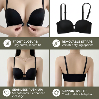 Push-Up Bra with Front Closure – Seamless, Supportive & with Removable Straps