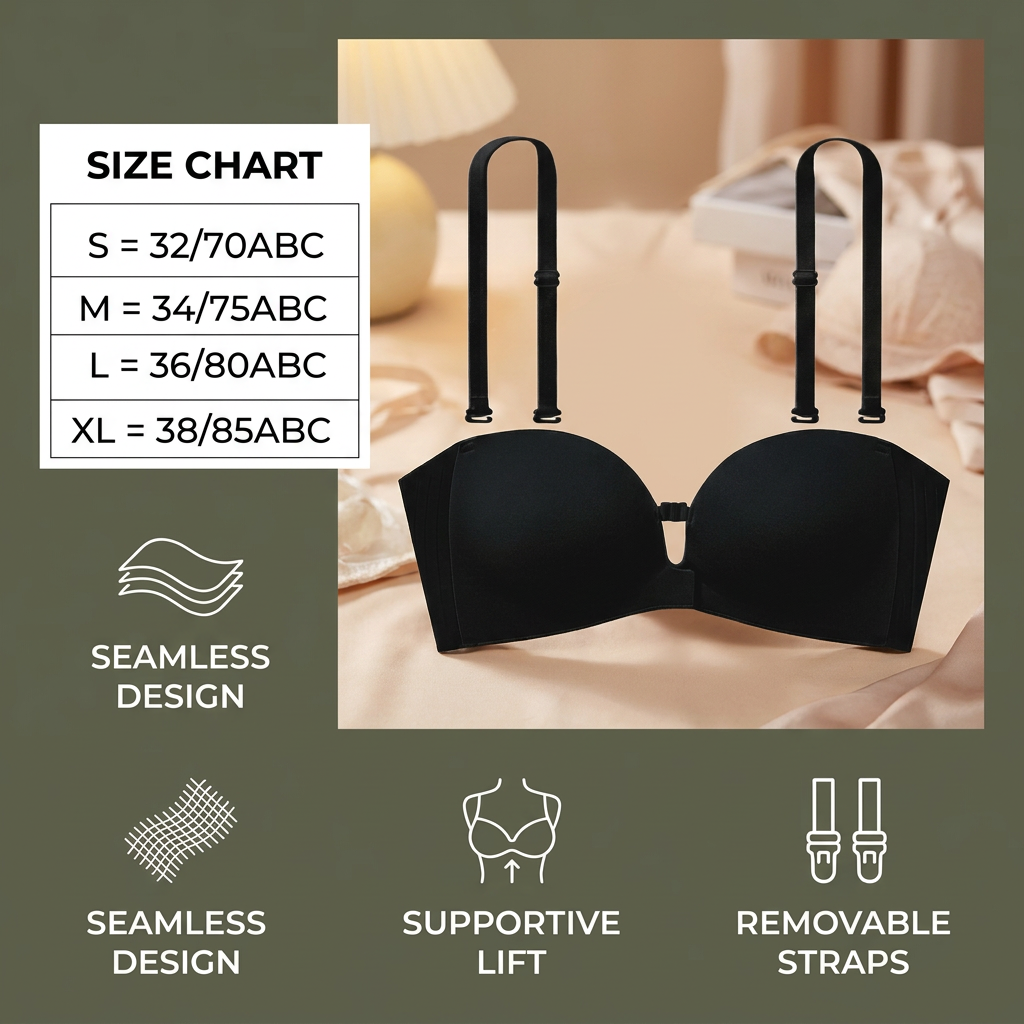 Push-Up Bra with Front Closure – Seamless, Supportive & with Removable Straps