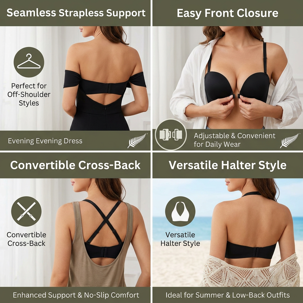 Push-Up Bra with Front Closure – Seamless, Supportive & with Removable Straps