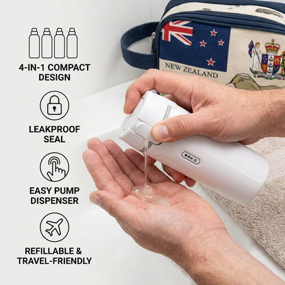 4-in-1 Travel Container – Leakproof Bottle for Shampoo, Body Wash & Cosmetics