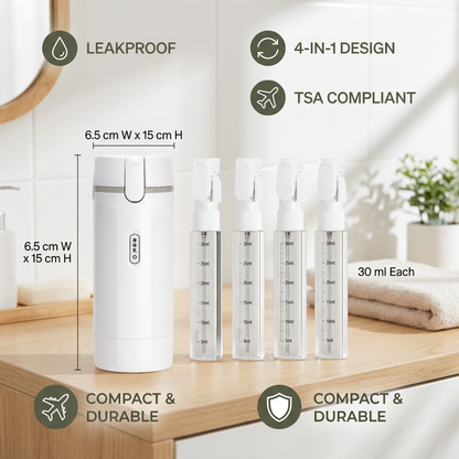 4-in-1 Travel Container – Leakproof Bottle for Shampoo, Body Wash & Cosmetics