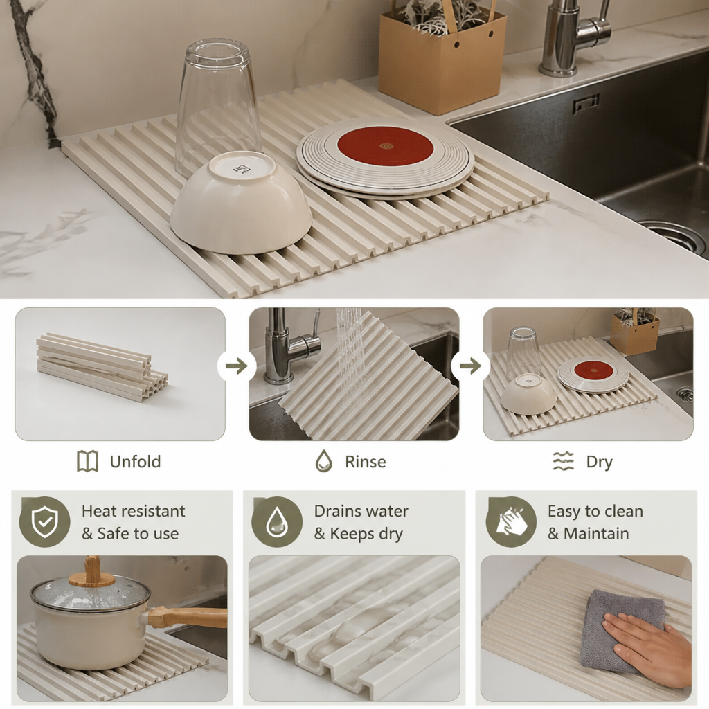 Foldable Silicone Drip Mat – Heat-Resistant Design