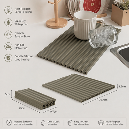 Foldable Silicone Drip Mat – Heat-Resistant Design