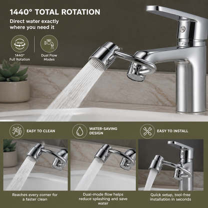 360° swivel tap extender with spray head – kitchen & bathroom use