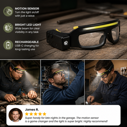 Rechargeable LED Headlamp with Motion Sensor – USB-C Work Light for Professionals