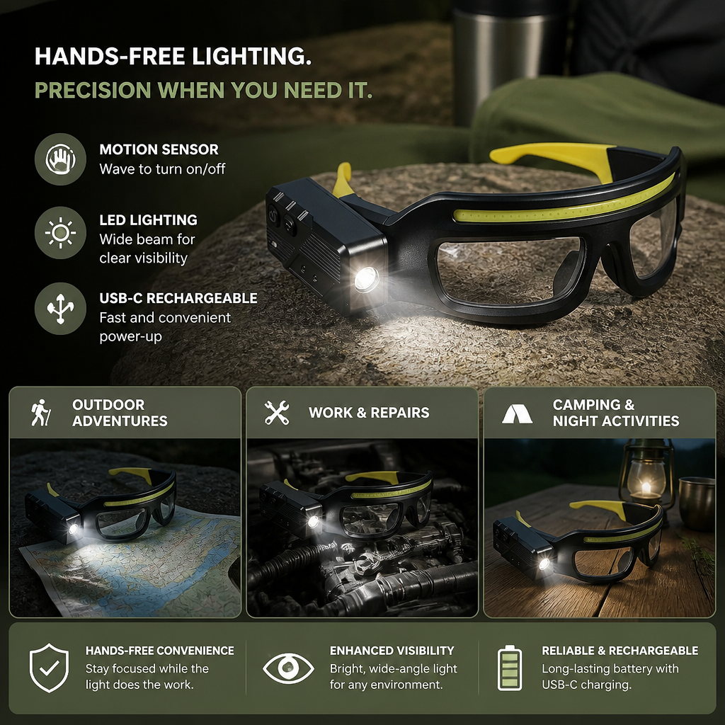 Rechargeable LED Headlamp with Motion Sensor – USB-C Work Light for Professionals