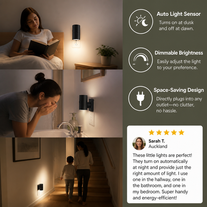LED Plug-in Night Light – Dimmable with Light Sensor for a Cozy Home