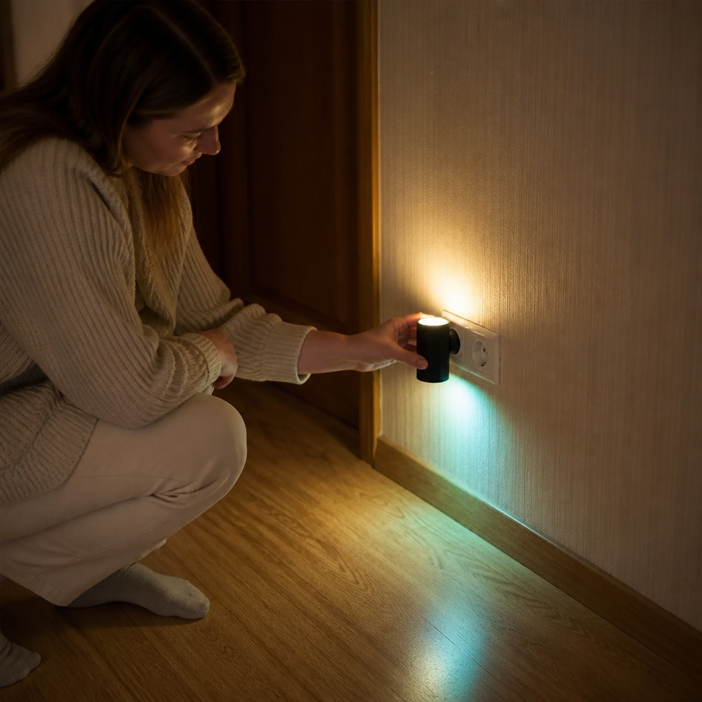 LED Plug-in Night Light – Dimmable with Light Sensor for a Cozy Home