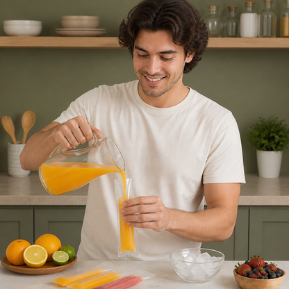 Practical DIY Ice Pop Bags (100 Pieces) – Self-Sealing Disposable Molds for Homemade Ice Sticks