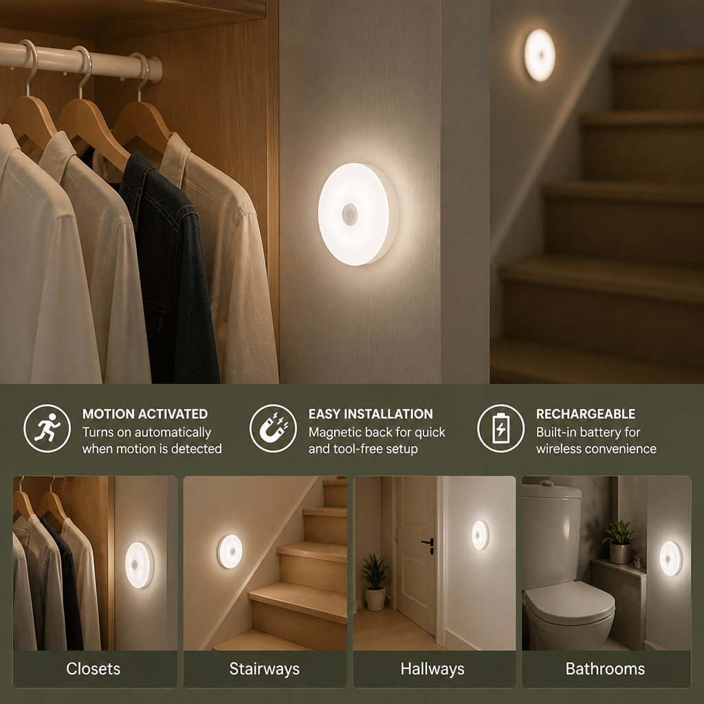 Rechargeable LED Sensor Light (4-Pack) – Magnetic and Automatic for Versatile Use