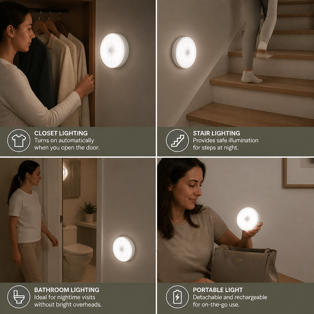 Rechargeable LED Sensor Light (4-Pack) – Magnetic and Automatic for Versatile Use