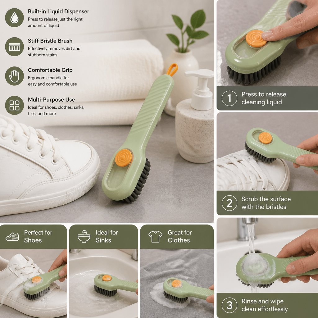 Multifunctional Cleaning Brush – With Integrated Liquid Dispenser for Versatile Applications