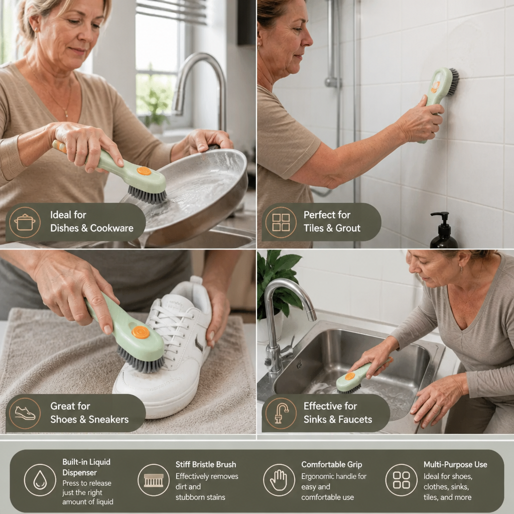 Multifunctional Cleaning Brush – With Integrated Liquid Dispenser for Versatile Applications