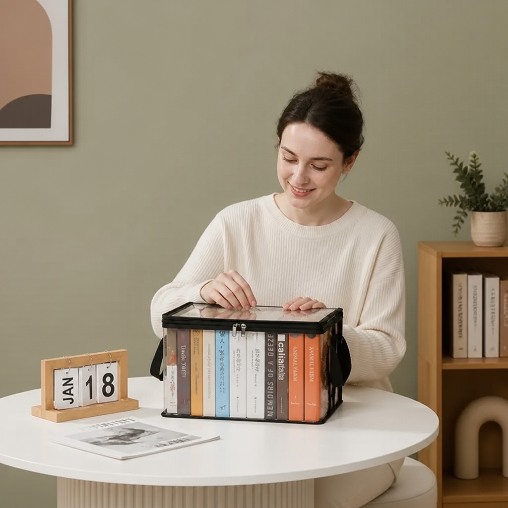 Transparent Storage Box (2 pieces) – Foldable Organizer Against Dust & Clutter