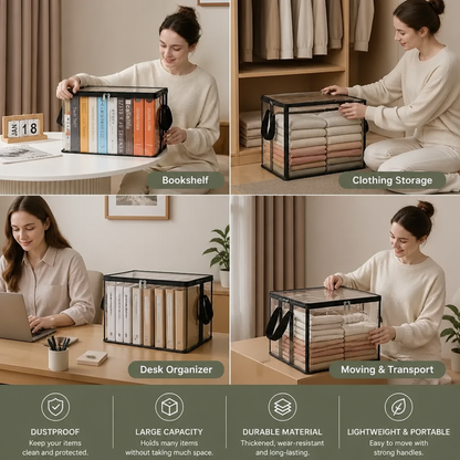 Transparent Storage Box (2 pieces) – Foldable Organizer Against Dust & Clutter